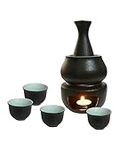 KCHAIN Ceramic Sake Set with Warmer Include 1pc Sake Bottle,  4pc Sake Cups,  1pc Warmer Cup,  1pc...
