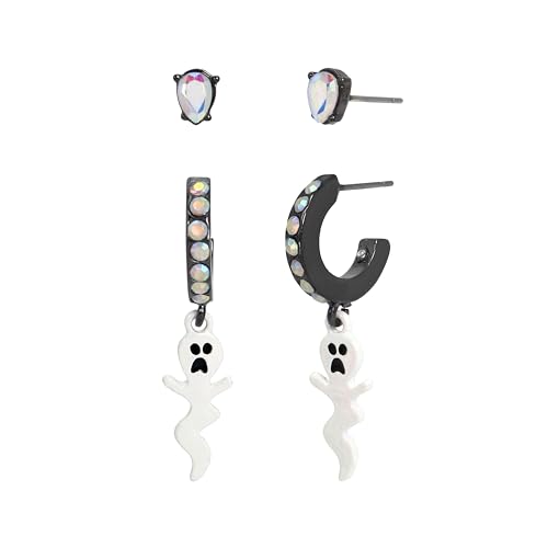 Betsey Johnson Womens Ghost Charm Huggie Duo Earring Set