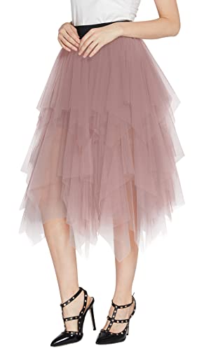Urban CoCo Women's Sheer Tutu Skirt Tulle Mesh Layered Midi