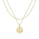 crayfomo Double Layer Chain Diamond Jewelry Round Brand Necklace, Light Luxury Personalized Neck Accessory