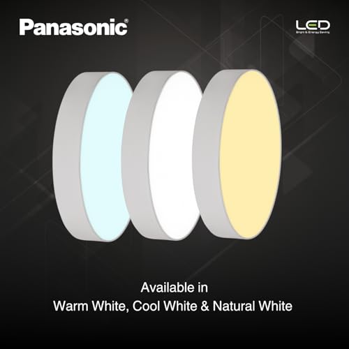 Image of Panasonic Glass 12 Watt LED Rimless Surface Panel Light | Elegant Rimless Design | Surface Mounted LED Down Light for Ceiling (Round, White, Pack of 1)
