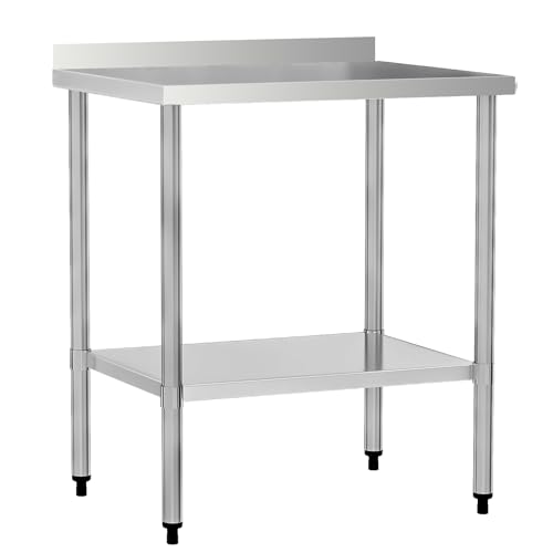 Stainless Steel Work Table 24 x 30 Inch, NSF Commercial Prep Table with Undershelf, Heavy Duty Food Prep Workstation with Backsplash