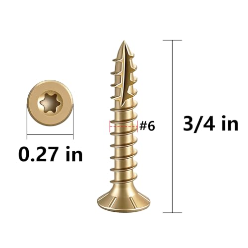 Image of Wensilon #6 * 3 /4 inch Yellow Deck Screws, (pcs) 5 lbs Exterior Wood Screws, Rust Resistant Epoxy Coated,Star Bit.