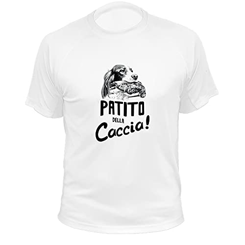 abbigliamento da caccia AtooDog Maglietta Patito della Caccia Setter & Beccaccia (40237, Bianco, L)