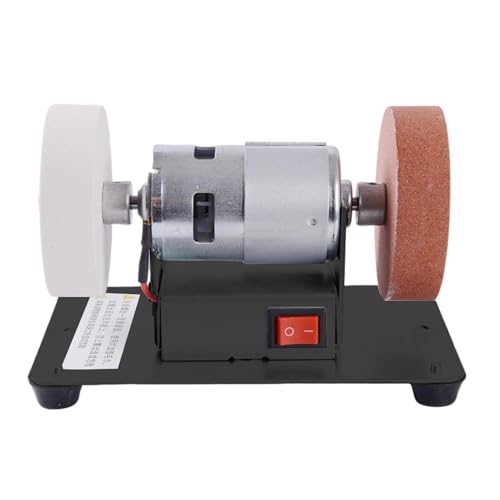 Erconsso Amoladora de mesa | Mini 100W silenciosa disco 7 cm - Pequeña herramienta afiladora y amoladora - Para Metal Madera DIY Artesanía y Joyería Pulido y Esmerilado Taller Doméstico
