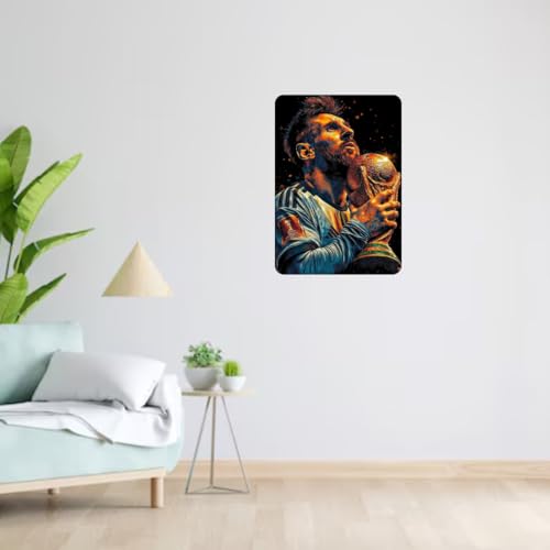 Image of Zesta Bathroom Decor Items Washroom Decor Tin Sign | Aesthetic Posters Wall Poster for Bedroom | Magnetic Cafe Decoration Items /Restaurant Decorations Items | Quirky Home Decor Bar Accent (Messi (3))