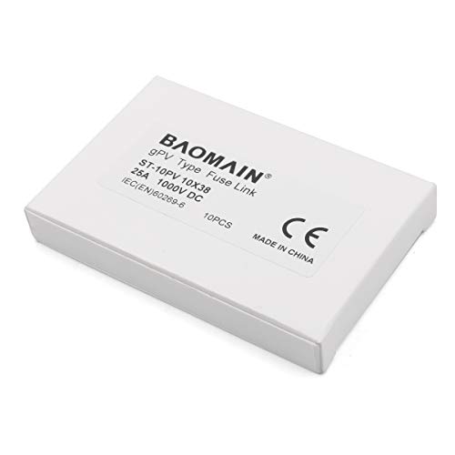 Baomain Solar Pv Fuse, Gpv Type Fuse Link Pv-30 10 X 38 Mm,25A 1000V Dc,33Ka, Ce Listed Pack Of 10 #TOP3