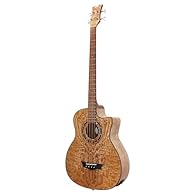 【Excellent Materials】Acoustic Electric bass guitar is made from 2A grade Tamo Ash, Tiger Pattern makes this bass guitar look pretty cool. Smooth and coherent high-bass switching coupled with eye-catching appearance will make you the most dazzling sta...