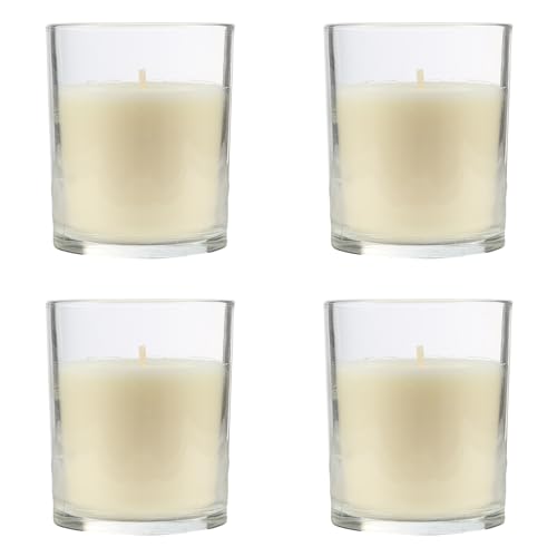 H HANSEL HOME Vela Aromática, Vela en Vaso de Cristal de Cera Vegetal - 28 Horas de Duración, Velas Perfumadas, 8,5x7 cm, Antiolores, 125g x 4 unidades