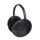 [LONTG] イヤーマフ イヤーウォーマー ふわふわ フェイクファー 耳あて 冬 防寒イヤーマフ レディース 耳保護カバー 伸縮性 コンパクト 折りたたみ式 耳カバー アウトドア 携帯に便利 冬小物 ブラック