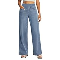 IUGA Wide Leg Jeans Woman High Waisted Pull On Baggy Jeans for Women Stretchy Trendy Womens Jean Straight Casual Denim Pants