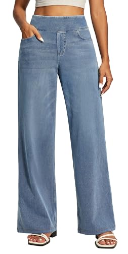 IUGA Wide Leg Jeans Woman High Waisted Pull On Baggy