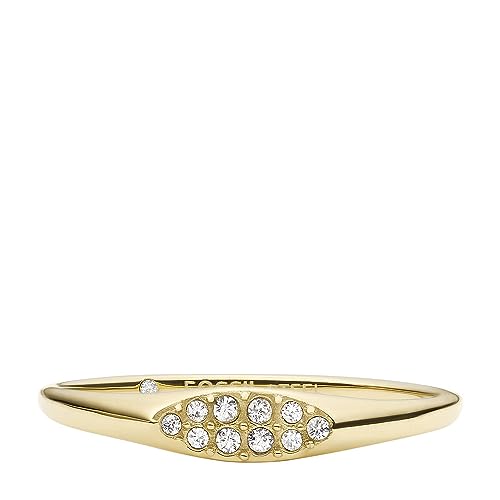 Bague Fossil All Stacked Up en acier inoxydable doré haut de gamme