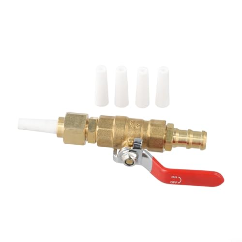Valve Type Sandblaster Tool Assembly with Brass Ball Valve and Connector Includes 4 Alumina Ceramic Nozzles for Industrial Rust Removal Treatment