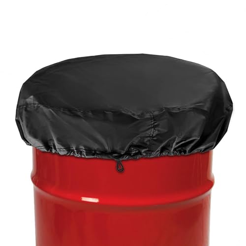 Cubierta de tambor de cordón elástico de lluvia impermeable para cubos de 55 galones, protector de contenedor de almacenamiento ajustable | Papelera puede cubrir tela para uso en exteriores, mater muy