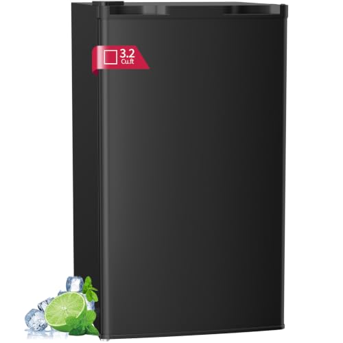 Havato 3.2 Cu.ft Mini Fridge with Freezer, Compact Refrigerator with Reversible Single Door, Adjustable Thermostat, Low Noise, Energy Efficient for Office, Dorm, Bedroom, Apartment