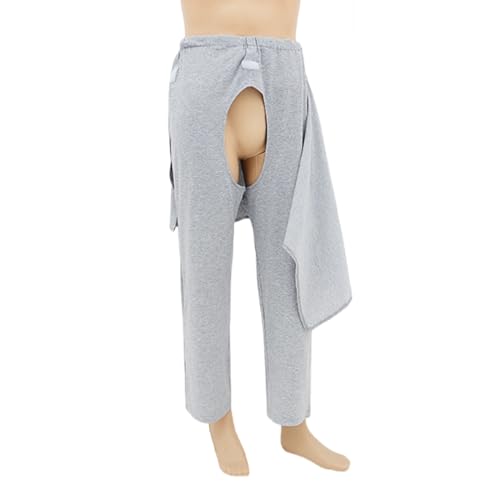 Patient Care Trousers Incontinence Care Pants for Elderly Men Women Reusable Adaptive Apparel for Bedridden Patients (Large,Gray(Thin))