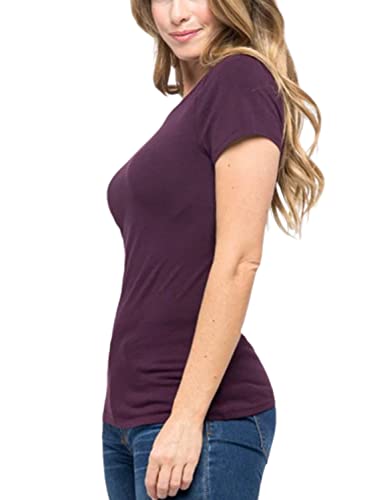 Women's Crewneck Short Sleeve Slim Fitted T-Shirt Solid Basic Tee Stretchy Casual Top4