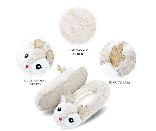 Image of DICUIRD Women's Animal Gripper Slipper Socks, Soft Sole Fuzzy Indoor House Socks