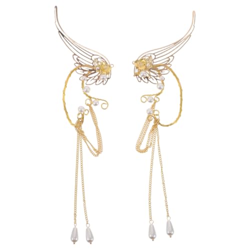 Healeved 1 Paires Boucles d’Oreilles Elfes Sans Piercing, Ear Cuffs Dorés
