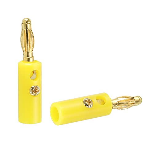 PATIKIL 10 Pack Banana Plugs Connector Screw Type Speaker Banana Plugs 4mm Gold-Plated Alloy Yellow for Speaker Wires Sound Systems - Image 4
