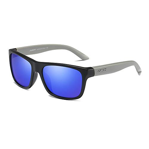 Dubery Sports Polarized Sunglasses For Men Women Square Outdoor Driving Sun Glasses D182 (Sand Black/Blue) #TOP5