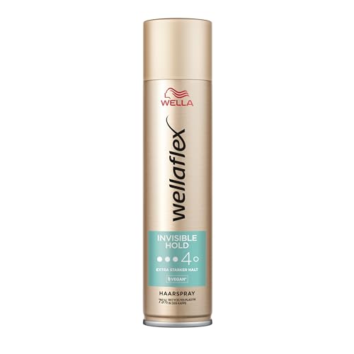 Wellaflex Invisible Hold Haarspray für Frauen | Bis zu 48 Std. extra starker Halt | Für voluminöses Haar | Sanft zur Kopfhaut, dermatologisch getestet | Vegane Formel | Haltegrad 4 | 250ml