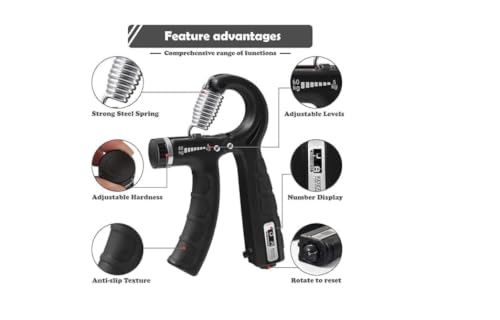 Image of Adjustable Hand Grip Strengthener, 5-60 kg Resistance, Black