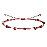 cotigo Pulsera de Jaspe Rojo Mujer Ajustable – Hilo Encerado...