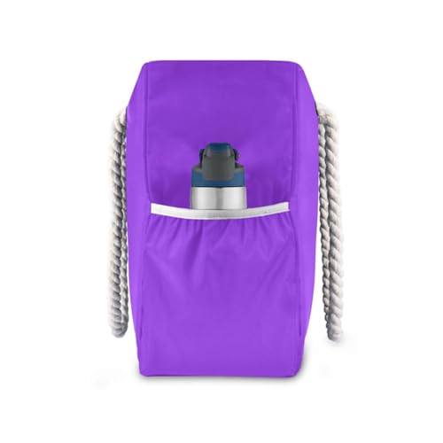 Blue Violet Solid Color Pure Plain Sandproof waterproof beach bag with zipper womens tote bags Good for Travel Pool Swim Beach Vacation Necessities3