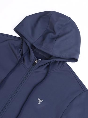 Image of TECHNOSPORT Mens Fleece Slim Fit Solid Regular Fit Hooded Jacket with Techno Warm+, Fast Dry for Winter Use