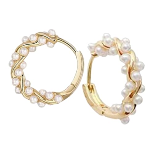 Orecchini a Cerchio in Oro Con Perle Per Donna Design Elegante E Unico Perfetti Per Occasioni Speciali E Uso Quotidiano