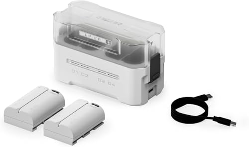 Tilta LP-E6P Charging Station Battery Kit, 4-Slot 45W PD USB-C Fast Charger | Compatible with Canon LP-E6 LP-E6P Batteries | Portable EDC Charging Hub, 2 Batteries - Off White