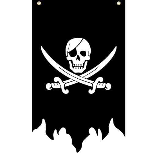 Gwezmxs Pirat Fahne Piratenflagge mit Totenkopf & Kreuzmesser für Outdoor Gartendekoratio/Halloween 30x50cm