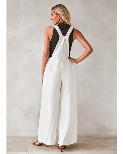 Image of luvamia Denim Overalls for Women Wide Leg One Piece Jean Jumpsuits Fashion Baggy Bib Overall Loose Fit Pleated Pockets
