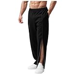 Pamqsen Reha Hose Herren Seitlich zu Öffnen Postoperative Jogginghose Weites Bein Trainingshose Open Leg Jogger Freizeithose 90Er Jahre Outfit Hose mit Knöpfen An Der Seite Sportswear mit Taschen