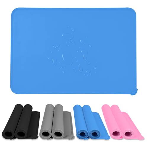 Silikon Napfunterlage (48x30cm, 2er Set) I rutschfeste Unterlage für Hundenapf oder Katzennapf I Hunde Katzen Futtermatte wasserdichte Futternapf Näpfe Futtermatte Kaffeevollautomat