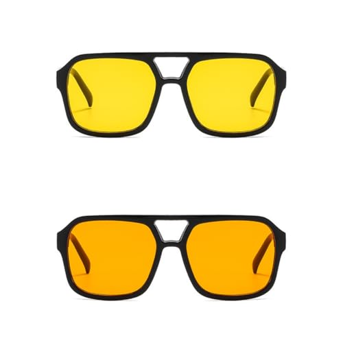 Image of Retro 70s Square Aviator Sunglasses Women Men Vintage Rectangle Sunglasses Flat Frame Trendy Shades