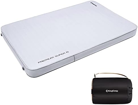 KingCamp Ultra 5.9" Thick Self-Inflating Camping Sleeping Pad 11 R-Value Foam Air Mattress Double Sleeping Pad Queen Size 2 Person Foam Mat 79"x50",Grey