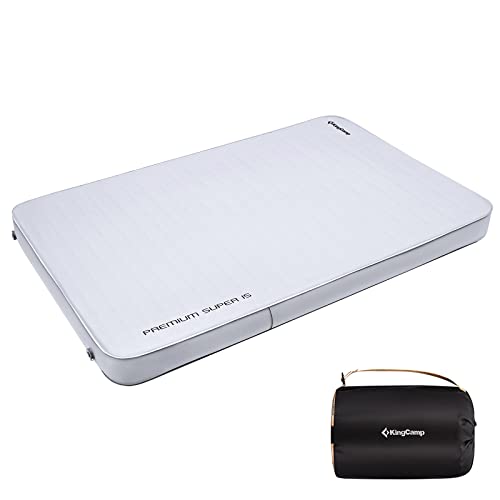 Kingcamp Ultra 5.9" Thick Self-Inflating Camping Sleeping Pad 11 R-Value Foam Air Mattress Double Sleeping Pad Queen Size 2 Person Foam Mat 79"X50",Grey #TOP19