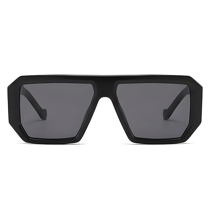 Image of Black Jones Men's Oversized Square Sunglasses| Bold Frame Design | Metal Temple Accents | Stylish Luxury Eyewear | UV Protection