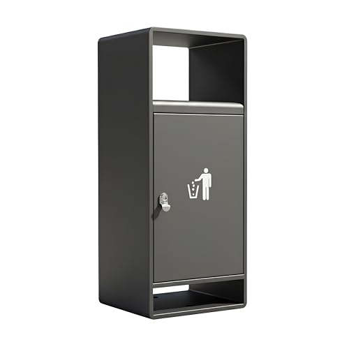 Image of Commercial Outdoor Trash Can with Lid,Rust-Resistant Waterproof Windproof Garbage Can with Removable Inner Barrel, Lockable Stainless Steel Trash Bin for Patio Hotel Park Garden