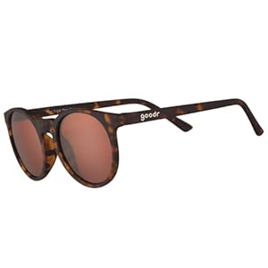 goodr Nine Dollar Pour Over – Lentes de sol redondos polarizados, tamaño pequeño (círculo G), montura translúcida marrón con lente marrón no reflectante reductora, protección UV400, antideslizantes