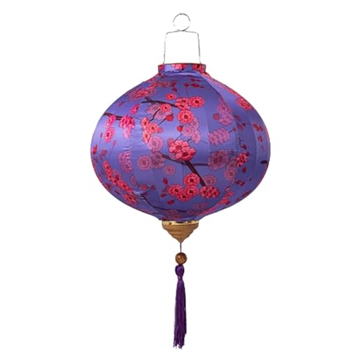 WxuuLTGJR Faroles de Seda, faroles Chinos Redondos, Farol del Festival de Primavera Chino, Farol Colgante con Estampado Floral, farolillos Tradicionales de Flor de Ciruelo.(Light Purple,20 Inch)
