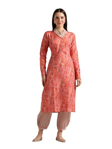 Image of DHRUVI TRENDZ Cotton Blend Kurta Set for Women | Kurta Set | Kurta Set for Women | Festive Kurta Set for Women | Regular Fit Kurta Set for Women
