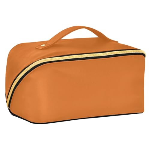 Zathe - Bolsa de maquillaje con divisores de color café chocolate, ligera, para cartera, vertical, de pie