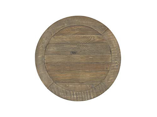 Napa Solid Wood Farmhouse Rustic Reclaimed Natural and White Stain Round End Side Accent Living Room Table, Nightstand Bedside 26" W x 26" D x 25" H