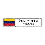 Rimego Venezuela-Hauptstadt-Caracas-Schild, Venezuela-Geschenk, Wandkunst, Schild, Venezuela-Hauptstadt, Caracas, Straßenschild, Retro-Venezuela-Aluminiumschild, Venezuela-Flagge, Metallschild, 10 x