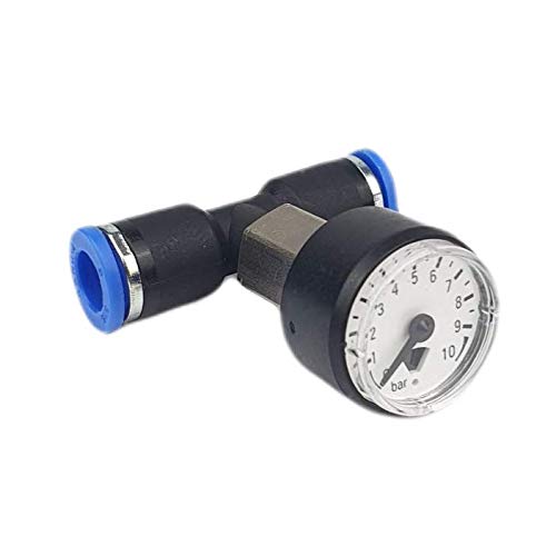 Pneumatik Manometer mit 4mm Steckanschluss - bis 10 bar - Druckluft Steckverbinder - Pneumatikverbinder - PUSH IN Cover