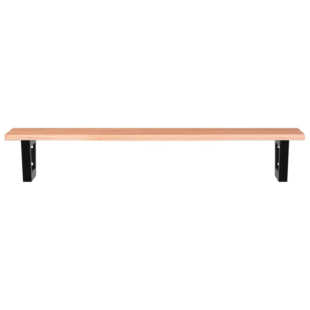 Tapa de tocador con soporte de acero y madera maciza de roble, 100 x 40 cm, montaje en pared para lavabo y mueble de baño, estante para almacenamiento, toalla, cosméticos y almacenamiento